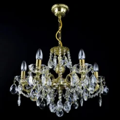 Casa Padrino Luxus Barock Kristall Kronleuchter Gold Ø 54 x H. 39 cm - Prunkvolle Messing Kronleuchter mit böhmischem Kristallglas - Barock Möbel - Edel & Prunkvoll
