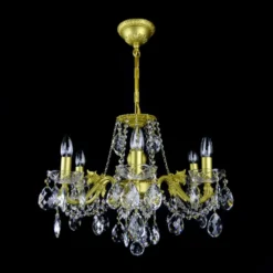 Casa Padrino Luxus Barock Kristall Kronleuchter Gold Ø 54 x H. 39 cm - Prunkvolle Messing Kronleuchter mit böhmischem Kristallglas - Barock Möbel - Edel & Prunkvoll