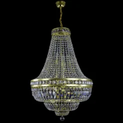 Casa Padrino Luxus Barock Kristall Kronleuchter Gold Ø 60 x H. 90 cm - Prunkvolle Messing Kronleuchter mit böhmischem Kristallglas - Barock Möbel - Edel & Prunkvoll