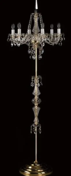 Casa Padrino Luxus Barock Kristall Stehleuchte Gold Ø 60 x H. 180 cm - Prunkvolle Stehlampe mit Böhmischem Kristallglas - Barock Kristall Leuchten