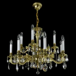 Casa Padrino Luxus Barock Kristall Kronleuchter Gold Ø 77 x H. 59 cm - Prunkvolle Messing Kronleuchter mit böhmischem Kristallglas - Barock Möbel - Edel & Prunkvoll