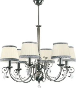 Casa Padrino Luxus Barock Kristall Kronleuchter Silber / Creme Ø 73 cm