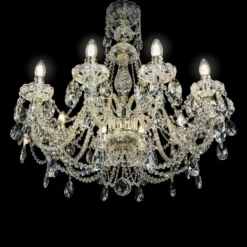 Casa Padrino Luxus Barock Kristall Kronleuchter Gold Ø 76 x H. 78 cm - Prunkvolle Messing Kronleuchter mit böhmischem Kristallglas - Barock Möbel - Edel & Prunkvoll