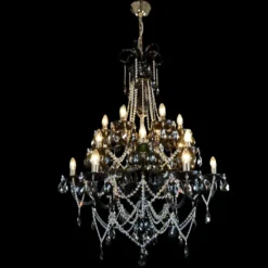 Casa Padrino Luxus Barock Kristall Kronleuchter Silber Ø 95 x H. 130 cm - Prunkvolle Messing Kronleuchter mit böhmischem Kristallglas - Barock Möbel - Edel & Prunkvoll