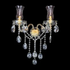 Casa Padrino Luxus Barock Kristall Wandleuchte Gold 39 x 18 x H. 35 cm - Prunkvolle Messing Wandleuchte mit böhmischem Kristallglas - Barock Möbel - Edel & Prunkvoll