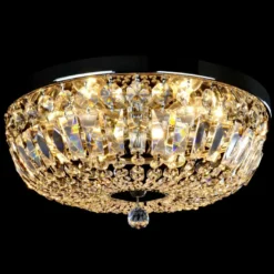 Casa Padrino Luxus Barock Kristall Deckenleuchte Silber Ø 40 x H. 17 cm - Prunkvolle Messing Deckenleuchte mit böhmischem Kristallglas - Barock Möbel - Edel & Prunkvoll