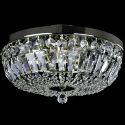 Casa Padrino Luxus Barock Kristall Deckenleuchte Silber Ø 40 x H. 17 cm - Prunkvolle Messing Deckenleuchte mit böhmischem Kristallglas - Barock Möbel - Edel & Prunkvoll