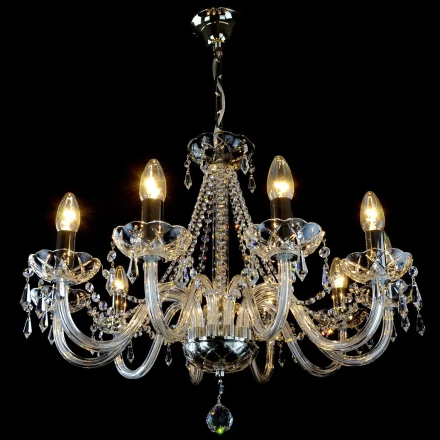 Casa Padrino Luxus Barock Kristall Kronleuchter Silber Ø 67 x H. 50 cm - Prunkvolle Messing Kronleuchter mit böhmischem Kristallglas - Barock Möbel - Edel & Prunkvoll