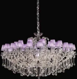 Casa Padrino Luxus Barock Kristallglas Kronleuchter Silber / Lila Ø 165 x H. 95 cm - Venezianischer Kronleuchter - Schloss Kronleuchter - Palast Kronleuchter - Luxus Qualität - Made in Italy