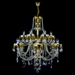 Casa Padrino Luxus Barock Kristall Kronleuchter Gold Ø 78 x H. 88 cm - Prunkvolle Messing Kronleuchter mit böhmischem Kristallglas - Barock Möbel - Edel & Prunkvoll