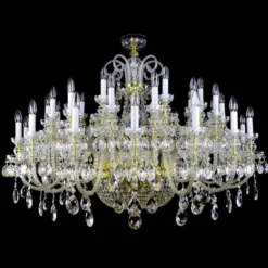 Casa Padrino Luxus Barock Kristall Kronleuchter Gold Ø 140 x H. 120 cm - Prunkvolle Messing Kronleuchter mit böhmischem Kristallglas - Barock Möbel - Edel & Prunkvoll