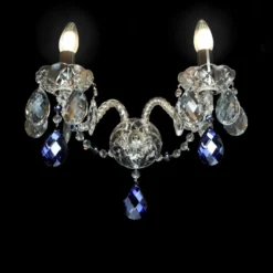 Casa Padrino Luxus Barock Kristall Wandleuchte Silber 38 x 18 x H. 26 cm - Prunkvolle Messing Wandleuchte mit böhmischem Kristallglas - Barock Möbel - Edel & Prunkvoll