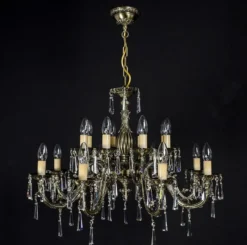 Casa Padrino Luxus Barock Kristall Kronleuchter Gold Ø 76 x H. 58 cm - Prunkvolle Messing Kronleuchter mit böhmischem Kristallglas - Barock Möbel - Edel & Prunkvoll