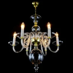 Casa Padrino Luxus Barock Kristall Kronleuchter Gold Ø 60 x H. 60 cm - Prunkvolle Messing Kronleuchter mit böhmischem Kristallglas - Barock Möbel - Edel & Prunkvoll