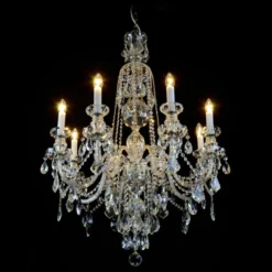 Casa Padrino Luxus Barock Kristall Kronleuchter Silber Ø 74 x H. 107 cm - Prunkvolle Messing Kronleuchter mit böhmischem Kristallglas - Barock Möbel - Edel & Prunkvoll