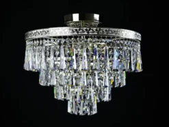 Casa Padrino Luxus Barock Kristall Kronleuchter Silber Ø 40 x H. 34 cm - Prunkvolle Messing Kronleuchter mit böhmischem Kristallglas - Barock Möbel - Edel & Prunkvoll