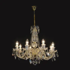 Casa Padrino Luxus Barock Kristall Kronleuchter Gold Ø 65 x H. 58 cm - Prunkvolle Messing Kronleuchter mit böhmischem Kristallglas - Barock Möbel - Edel & Prunkvoll