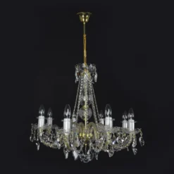 Casa Padrino Luxus Barock Kristall Kronleuchter Gold Ø 65 x H. 58 cm - Prunkvolle Messing Kronleuchter mit böhmischem Kristallglas - Barock Möbel - Edel & Prunkvoll