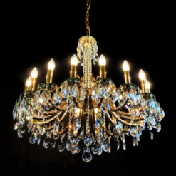 Casa Padrino Luxus Barock Kristall Kronleuchter Gold Ø 85 x H. 72 cm - Prunkvolle Messing Kronleuchter mit böhmischem Kristallglas - Barock Möbel - Edel & Prunkvoll