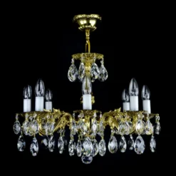 Casa Padrino Luxus Barock Kristall Kronleuchter Gold Ø 56 x H. 42 cm - Prunkvolle Messing Kronleuchter mit böhmischem Kristallglas - Barock Möbel - Edel & Prunkvoll
