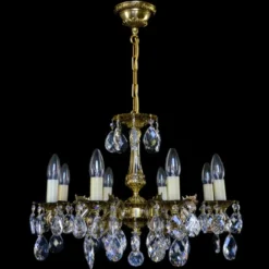 Casa Padrino Luxus Barock Kristall Kronleuchter Gold Ø 56 x H. 42 cm - Prunkvolle Messing Kronleuchter mit böhmischem Kristallglas - Barock Möbel - Edel & Prunkvoll