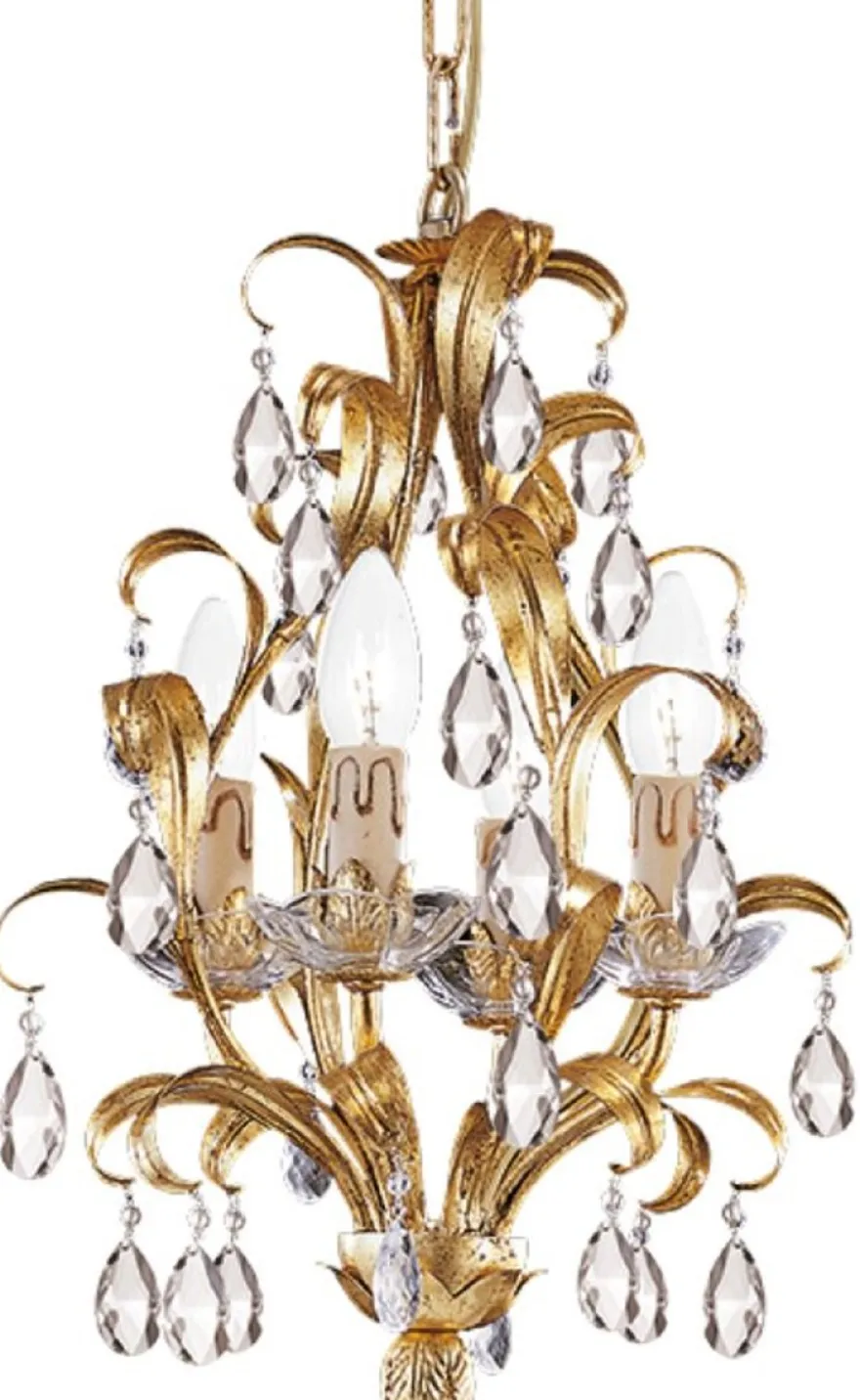 Casa Padrino Luxus Barock Kristall Kronleuchter Gold mit Patina Ø 33 x H. 43 cm - Barockstil Wohnzimmer Kronleuchter - Edel & Prunkvoll - Luxus Qualität - Made in Italy