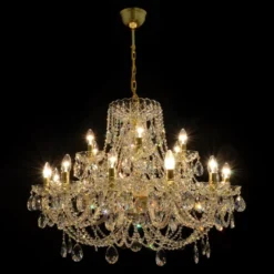 Casa Padrino Luxus Barock Kristall Kronleuchter Gold Ø 95 x H. 58 cm - Prunkvolle Messing Kronleuchter mit böhmischem Kristallglas - Barock Möbel - Edel & Prunkvoll