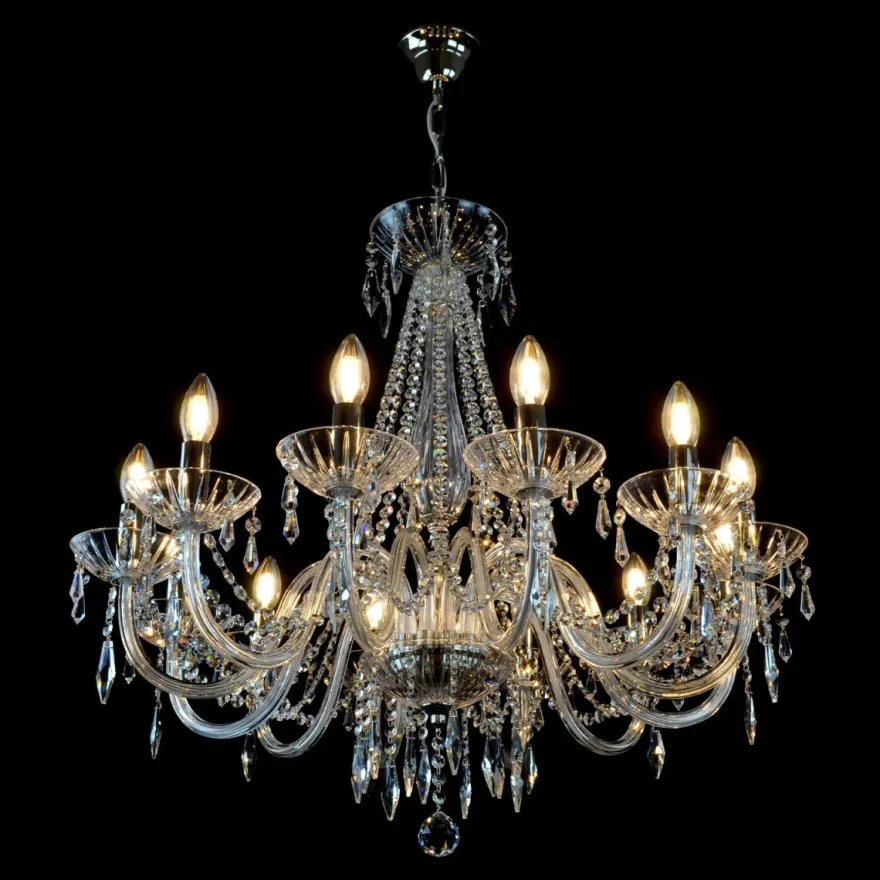 Casa Padrino Luxus Barock Kristall Kronleuchter Silber Ø 80 x H. 75 cm - Prunkvolle Messing Kronleuchter mit böhmischem Kristallglas - Barock Möbel - Edel & Prunkvoll