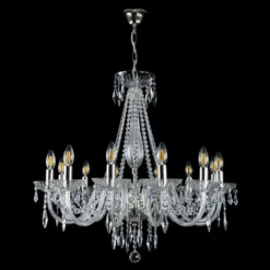 Casa Padrino Luxus Barock Kristall Kronleuchter Silber Ø 80 x H. 75 cm - Prunkvolle Messing Kronleuchter mit böhmischem Kristallglas - Barock Möbel - Edel & Prunkvoll