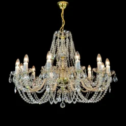 Casa Padrino Luxus Barock Kristall Kronleuchter Gold Ø 77 x H. 47 cm - Prunkvolle Messing Kronleuchter mit böhmischem Kristallglas - Barock Möbel - Edel & Prunkvoll