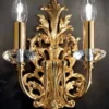 Casa Padrino Luxus Barock Kristall Doppel Wandleuchte Gold 22 x 12 x H. 33 cm - Prunkvolle Wandlampe im Barockstil - Barock Leuchten - Edel & Prunkvoll - Luxus Qualität - Made in Italy