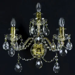 Casa Padrino Luxus Barock Kristall Wandleuchte Gold 39 x 18 x H. 40 cm - Prunkvolle Messing Wandleuchte mit böhmischem Kristallglas - Barock Möbel - Edel & Prunkvoll