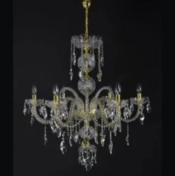 Casa Padrino Luxus Barock Kristall Kronleuchter Gold Ø 82 x H. 88 cm - Prunkvolle Messing Kronleuchter mit böhmischem Kristallglas - Barock Möbel - Edel & Prunkvoll