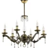 Casa Padrino Luxus Barock Kristall Kronleuchter Messing mit Patina Ø 60 x H. 63 cm - Runder Wohnzimmer Kronleuchter im Barockstil - Edel & Prunkvoll