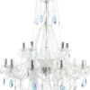 Casa Padrino Luxus Barock Kristall Kronleuchter Silber / Blau Ø 85 x H. 90 cm - Prunkvoller Kronleuchter mit edlem Kristallglas - Edel & Prunkvoll