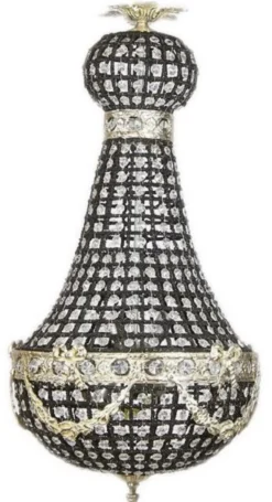 Casa Padrino Luxus Barock Kristall Kronleuchter Schwarz / Silber Ø 35 x H. 70 cm - Prunkvoller Barockstil Kronleuchter - Barock Kristall Leuchten - Edel & Prunkvoll