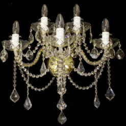 Casa Padrino Luxus Barock Kristall Wandleuchte Gold 50 x 32 x H. 55 cm - Prunkvolle Messing Wandleuchte mit böhmischem Kristallglas - Barock Möbel - Edel & Prunkvoll