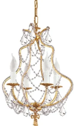 Casa Padrino Luxus Barock Kristall Kronleuchter Gold Ø 39 x H. 53 cm - Prunkvoller Kronleuchter mit Böhmischem Kristallglas - Luxus Qualität