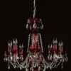 Casa Padrino Luxus Barock Kristall Kronleuchter Rot / Silber Ø 57 x H. 55 cm - Prunkvoller Messing Kronleuchter mit Böhmischem Kristallglas - Edel & Prunkvoll