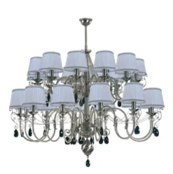 Casa Padrino Luxus Barock Kristall Kronleuchter Silber / Schwarz / Weiß Ø 130 x H. 115 cm