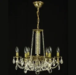 Casa Padrino Luxus Barock Kristall Kronleuchter Gold Ø 55 x H. 50 cm - Prunkvolle Messing Kronleuchter mit böhmischem Kristallglas - Barock Möbel - Edel & Prunkvoll