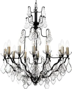 Casa Padrino Luxus Barock Kristall Kronleuchter Schwarz 70 x 58 x H. 85 cm - Barock & Jugendstil Wohnzimmer Kronleuchter