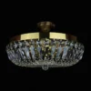 Casa Padrino Luxus Barock Kristall Deckenleuchte Gold Ø 50 x H. 18 cm - Prunkvolle Messing Deckenleuchte mit böhmischem Kristallglas - Barock Möbel - Edel & Prunkvoll