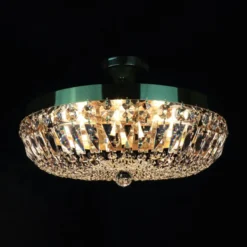 Casa Padrino Luxus Barock Kristall Deckenleuchte Gold Ø 50 x H. 18 cm - Prunkvolle Messing Deckenleuchte mit böhmischem Kristallglas - Barock Möbel - Edel & Prunkvoll