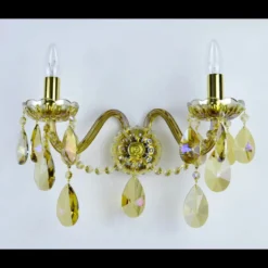 Casa Padrino Luxus Barock Kristall Wandleuchte Gold 38 x 20 x H. 25 cm - Prunkvolle Messing Wandleuchte mit böhmischem Kristallglas - Barock Möbel - Edel & Prunkvoll