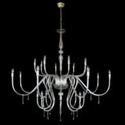Casa Padrino Luxus Barock Kristall Kronleuchter Silber Ø 160 x H. 140 cm - Prunkvolle Messing Kronleuchter mit böhmischem Kristallglas - Barock Möbel - Edel & Prunkvoll