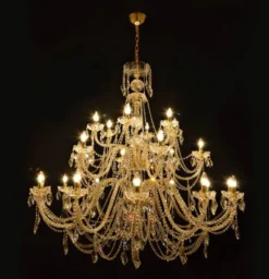 Casa Padrino Luxus Barock Kristall Kronleuchter Gold Ø 150 x H. 140 cm - Prunkvolle Messing Kronleuchter mit böhmischem Kristallglas - Barock Möbel - Edel & Prunkvoll