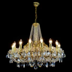 Casa Padrino Luxus Barock Kristall Kronleuchter Gold Ø 87 x H. 72 cm - Prunkvolle Messing Kronleuchter mit böhmischem Kristallglas - Barock Möbel - Edel & Prunkvoll
