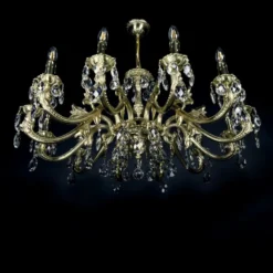 Casa Padrino Luxus Barock Kristall Kronleuchter Gold Ø 76 x H. 47 cm - Prunkvolle Messing Kronleuchter mit böhmischem Kristallglas - Barock Möbel - Edel & Prunkvoll