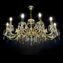 Casa Padrino Luxus Barock Kristall Kronleuchter Gold Ø 76 x H. 47 cm - Prunkvolle Messing Kronleuchter mit böhmischem Kristallglas - Barock Möbel - Edel & Prunkvoll